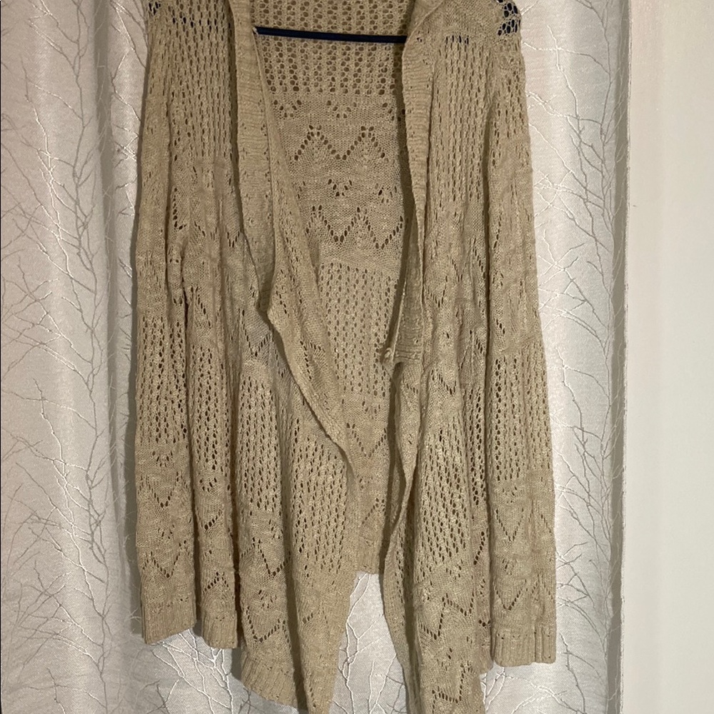 Extra Touch Cream Cable Knit Cardigan Sweater